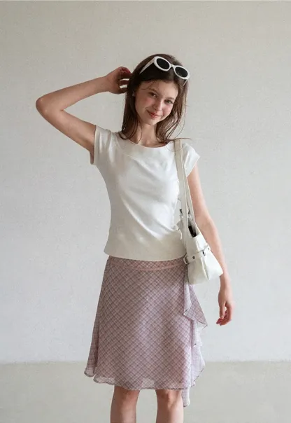 Square Neck Cap Sleeve Knit Top