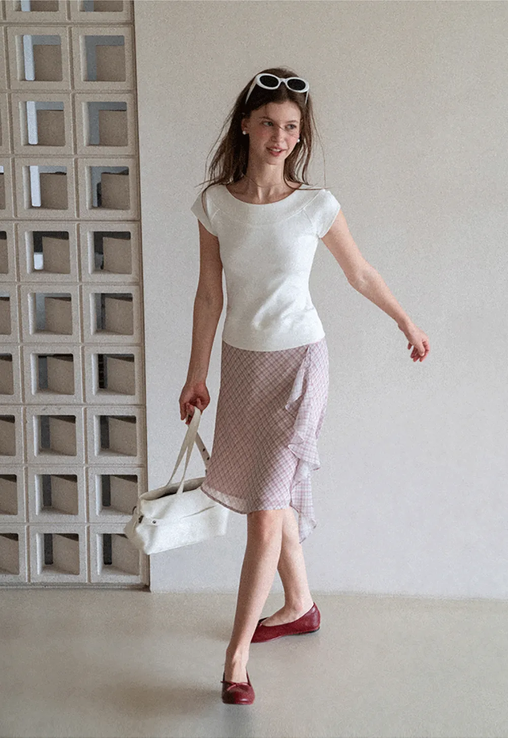 Square Neck Cap Sleeve Knit Top