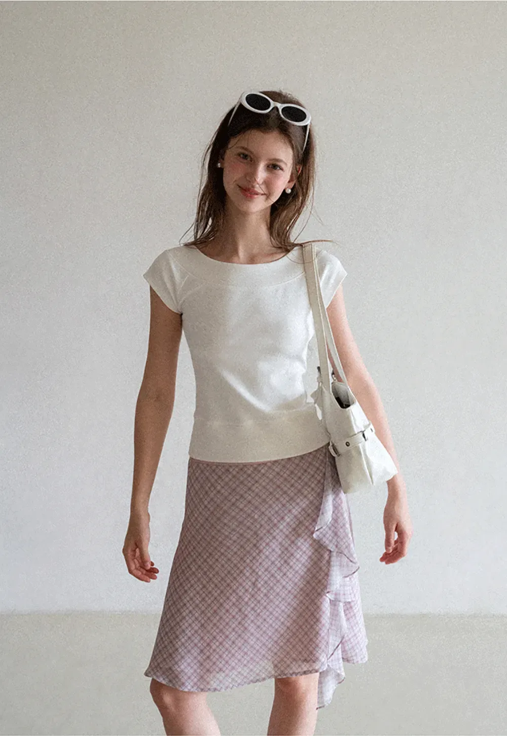 Square Neck Cap Sleeve Knit Top