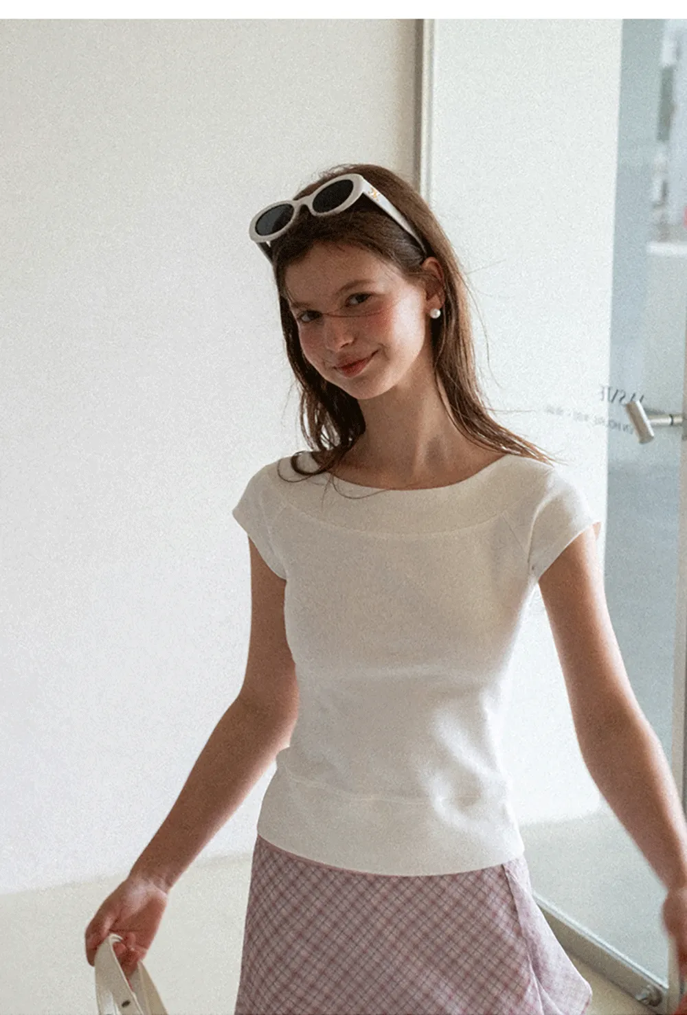 Square Neck Cap Sleeve Knit Top