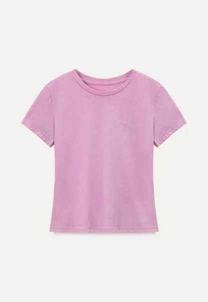 Embroidered Bow Detail Crew Neck Short Sleeve Tshirt