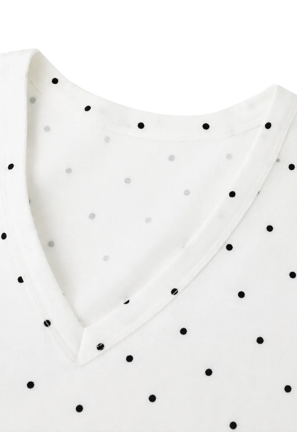 Polka Dot V Neck Short Sleeve T Shirt