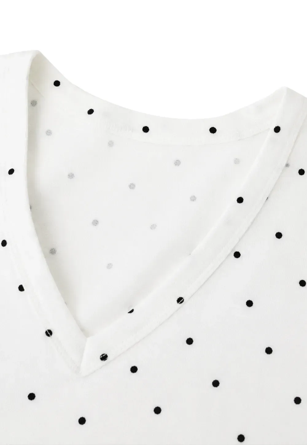 Polka Dot V Neck Short Sleeve T Shirt