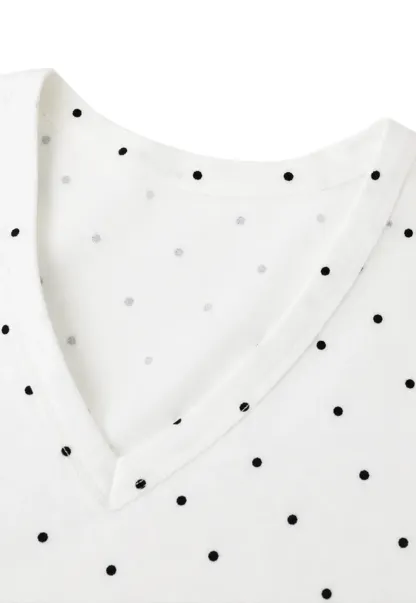 Polka Dot V Neck Short Sleeve T Shirt