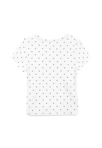Polka Dot V Neck Short Sleeve T Shirt