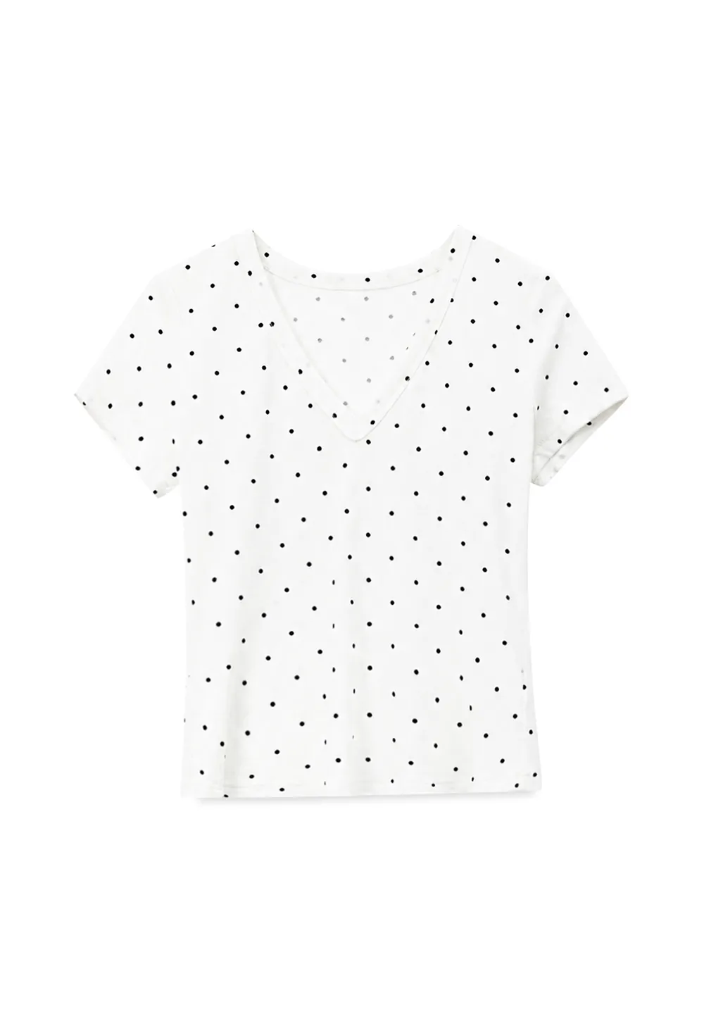 Polka Dot V Neck Short Sleeve T Shirt