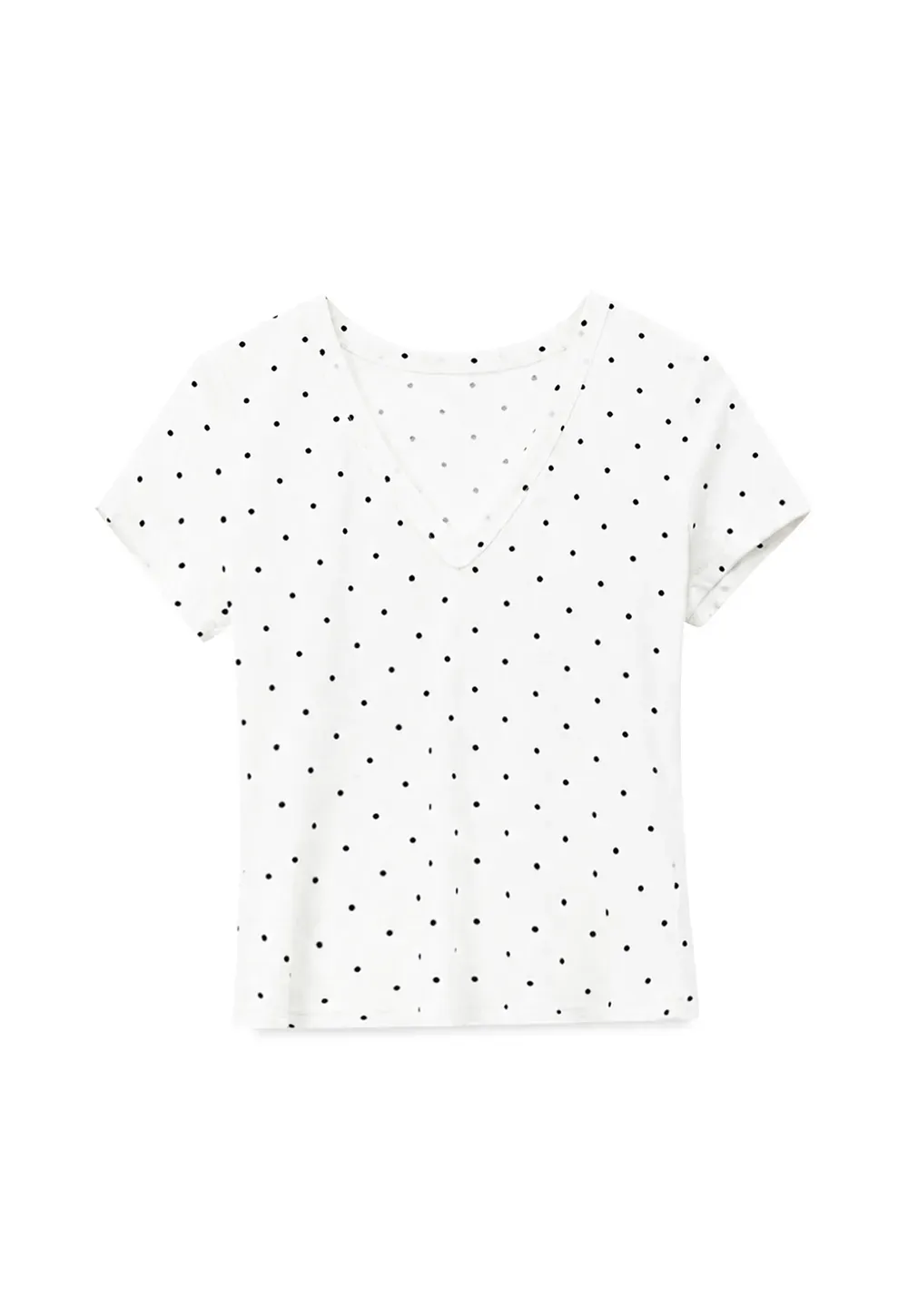 Polka Dot V Neck Short Sleeve T Shirt