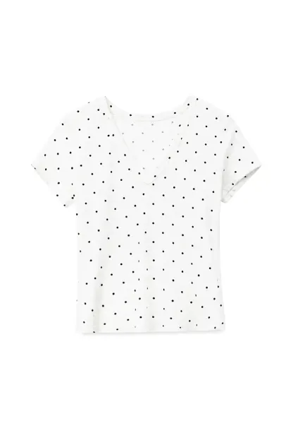 Polka Dot V Neck Short Sleeve T Shirt