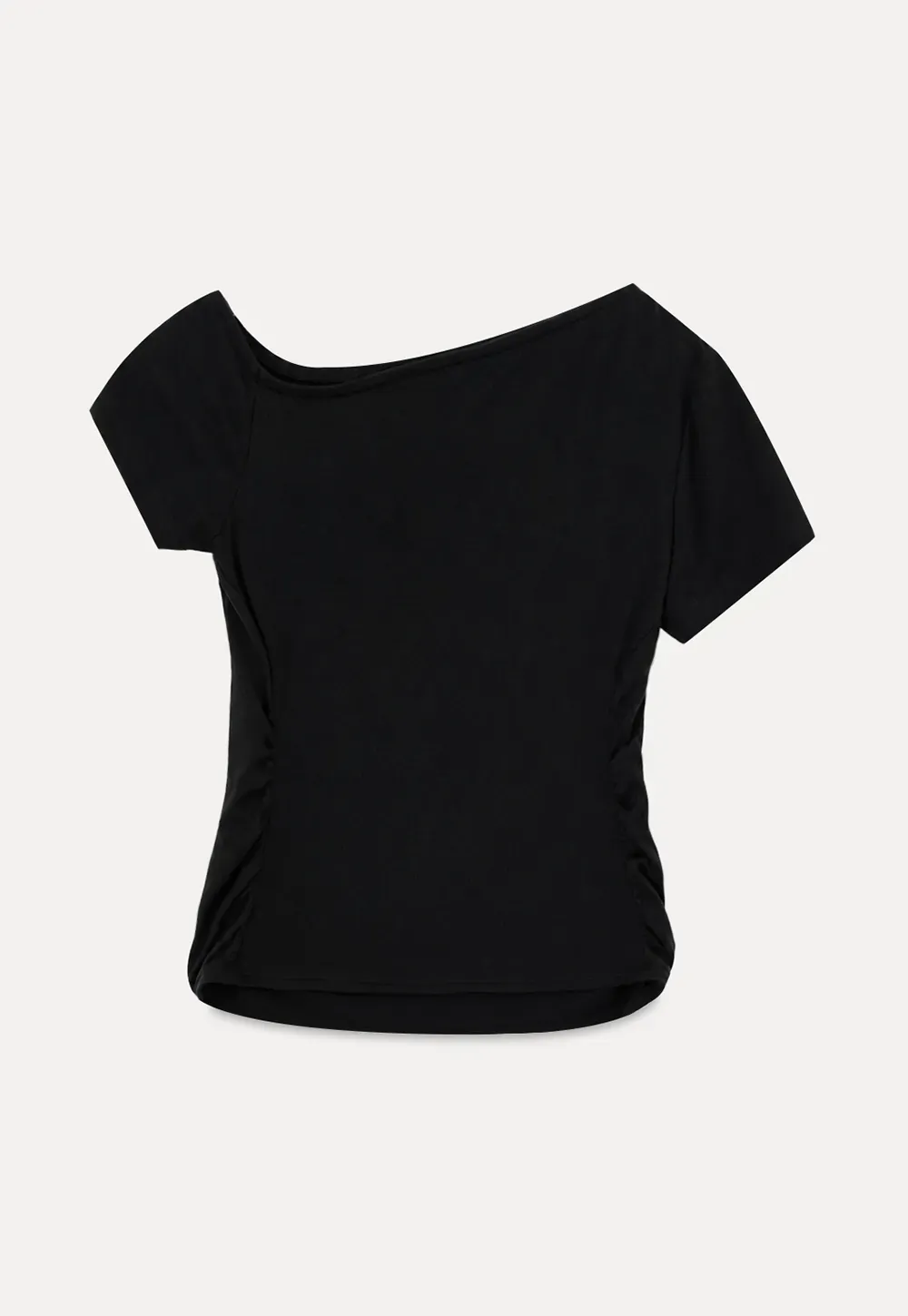 Cropped Short Sleeve Top With Button Detail Neckline