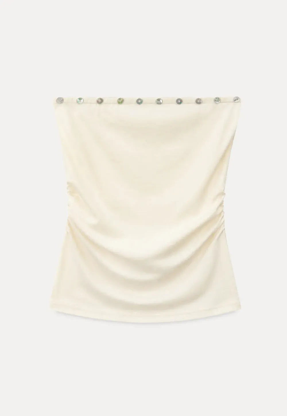 Square Neck Strapless Top With Pearl Detail Long Sleeve Cardigan Set