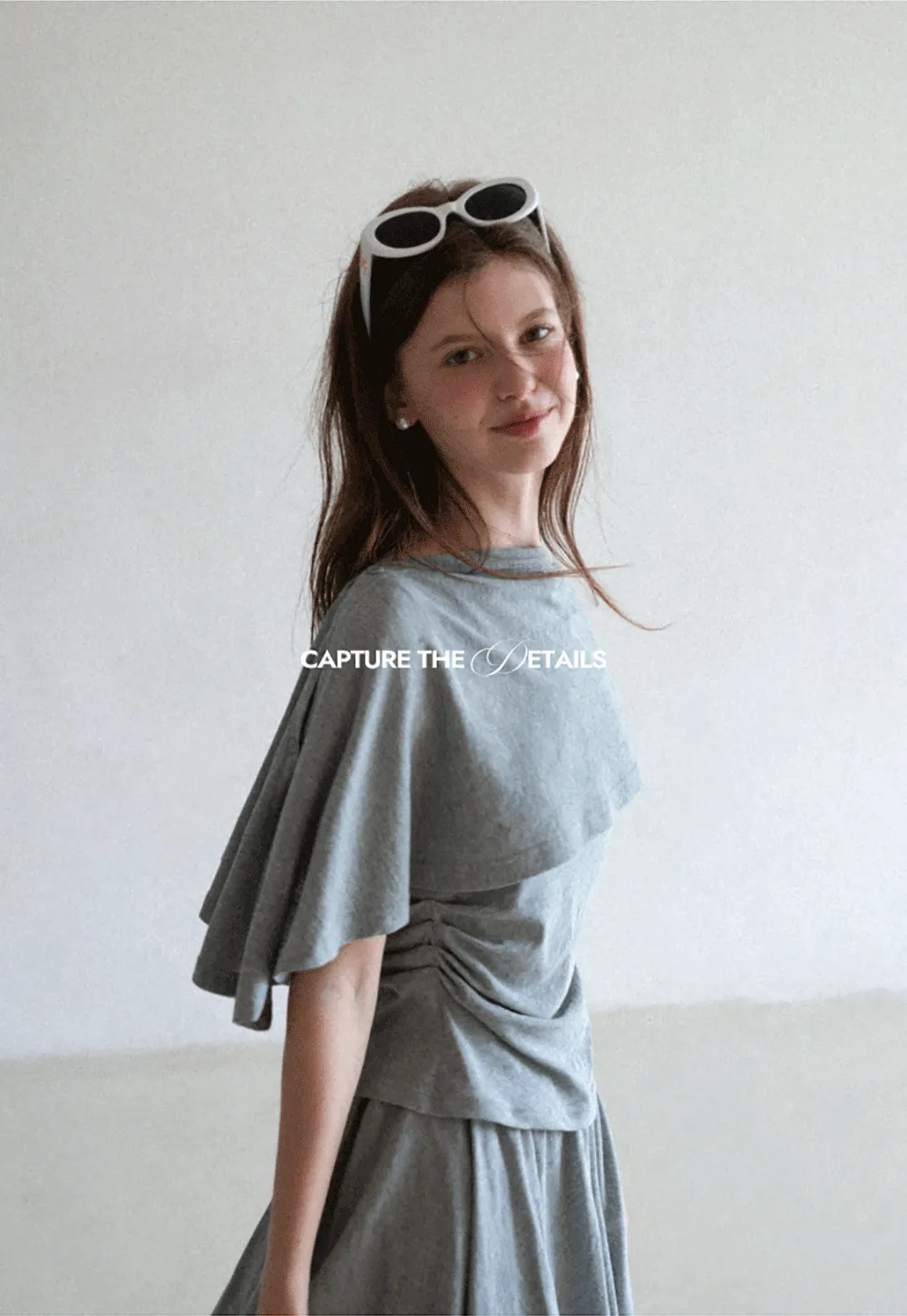 Draped Cap Sleeve Top and Pleated Skirt Set