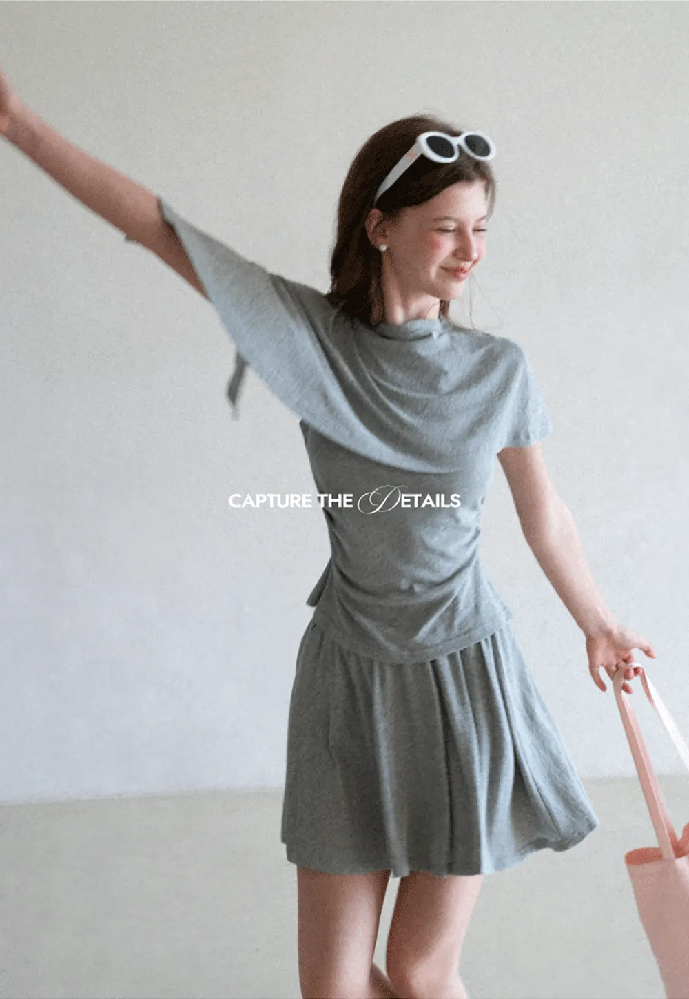 Draped Cap Sleeve Top and Pleated Skirt Set