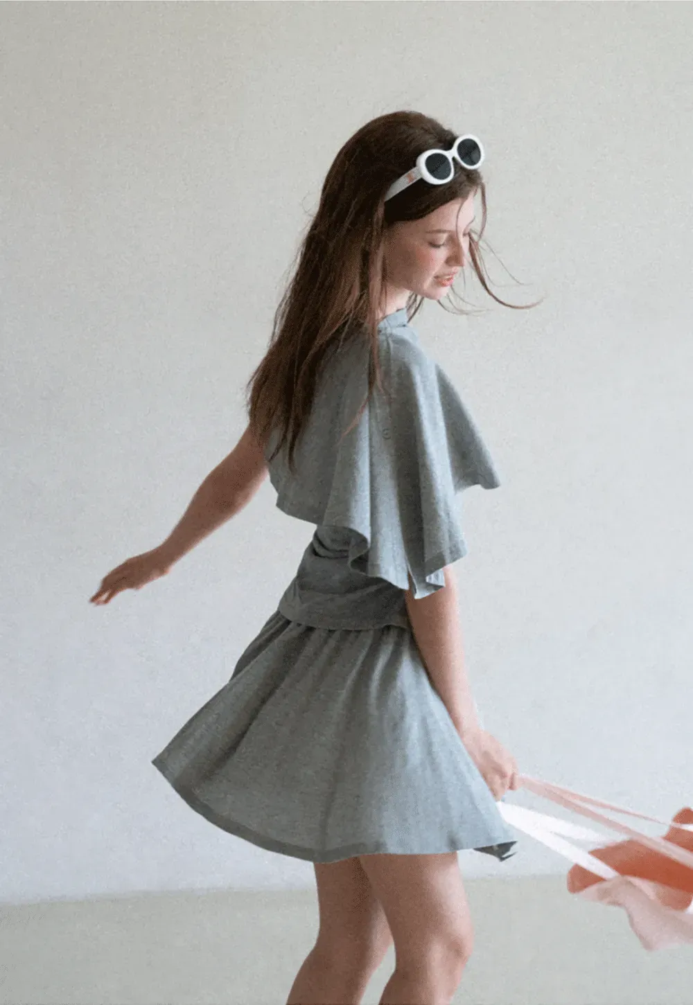 Draped Cap Sleeve Top and Pleated Skirt Set