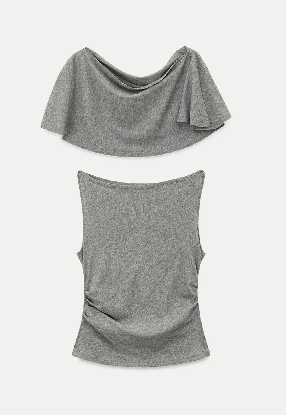Draped Cap Sleeve Top and Pleated Skirt Set