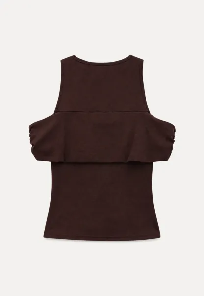 Off Shoulder Twist Front Knit Tshirt