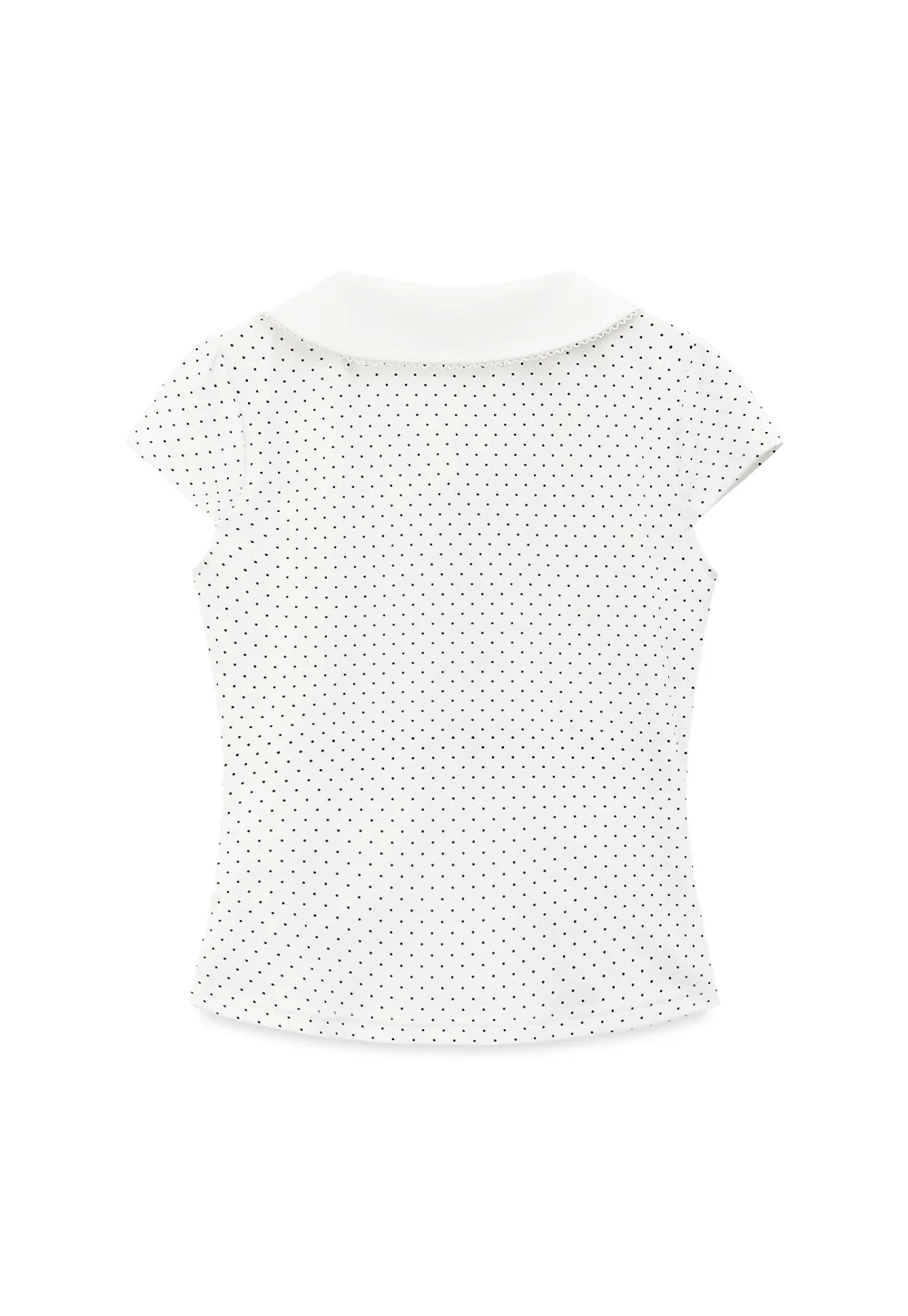 Polka Dot Print Peter Pan Collar Button Front Tshirt