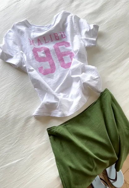 Cropped Graphic Print Short Sleeve Tshirt
