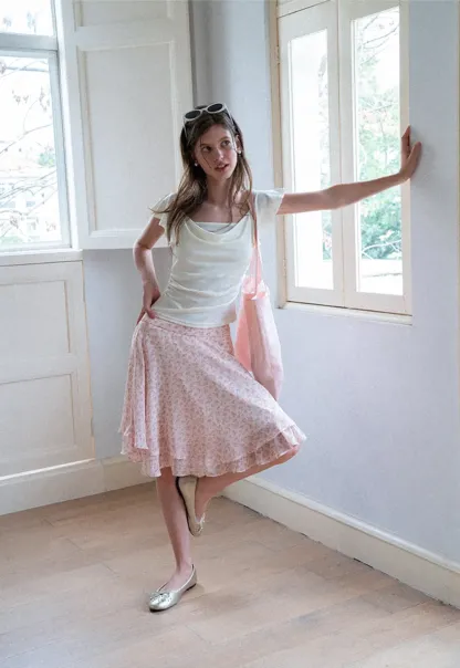Ruffled Cap Sleeve Square Neck Draped Top