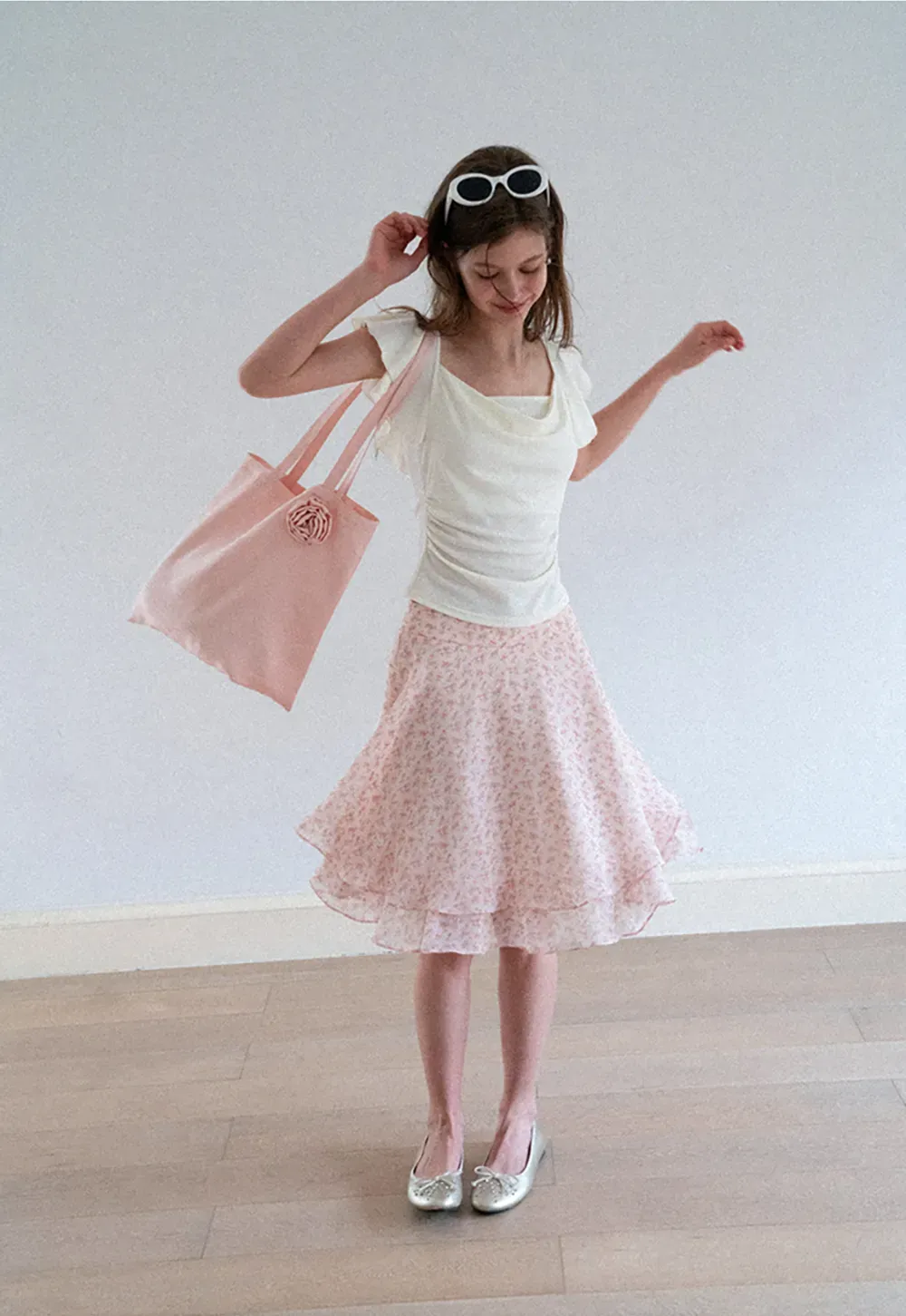 Ruffled Cap Sleeve Square Neck Draped Top