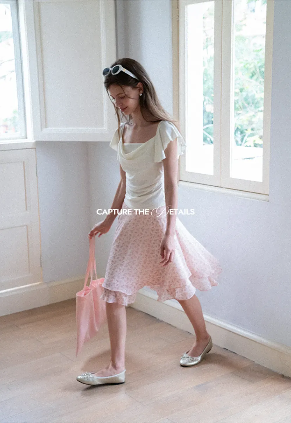 Ruffled Cap Sleeve Square Neck Draped Top