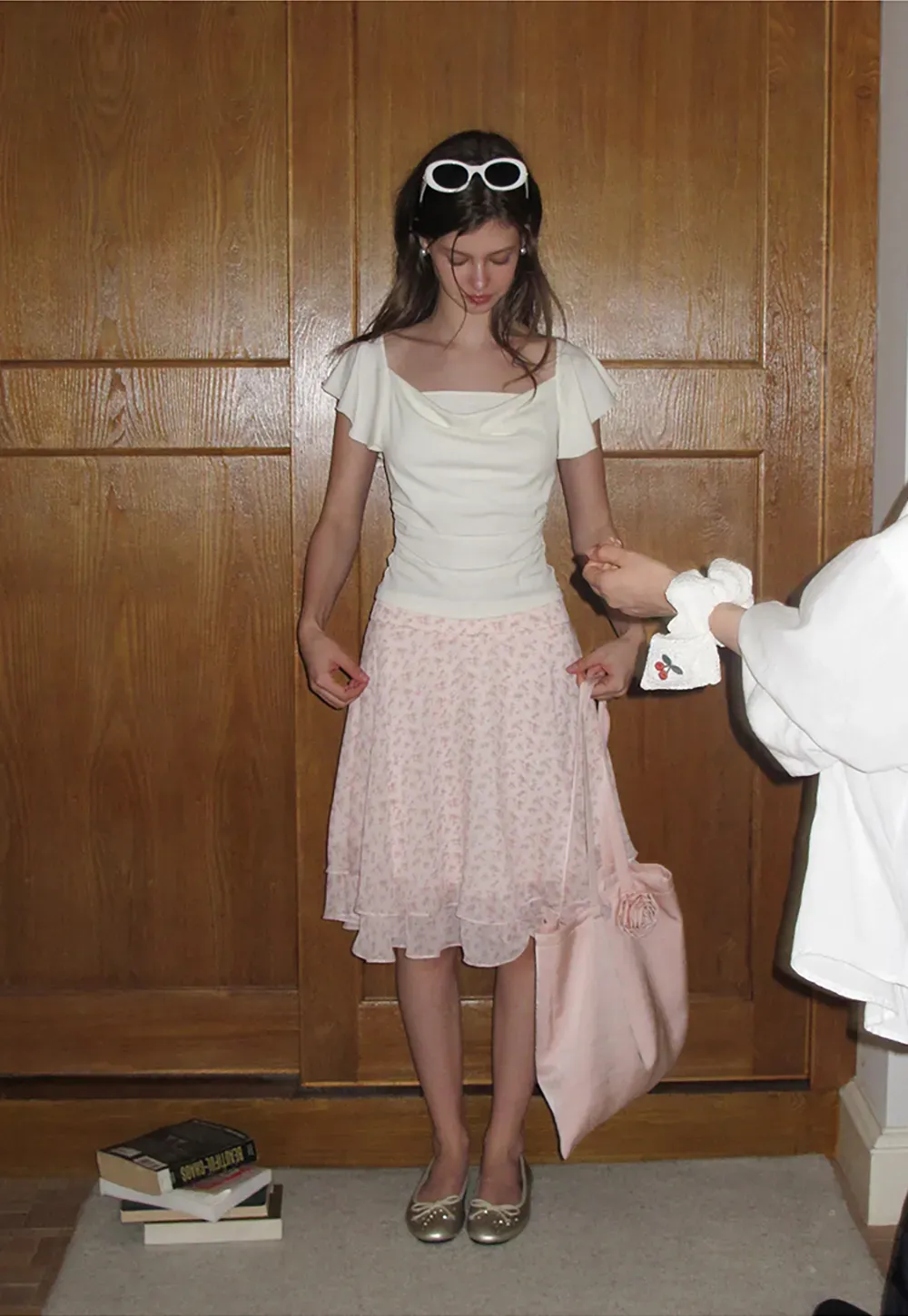 Ruffled Cap Sleeve Square Neck Draped Top