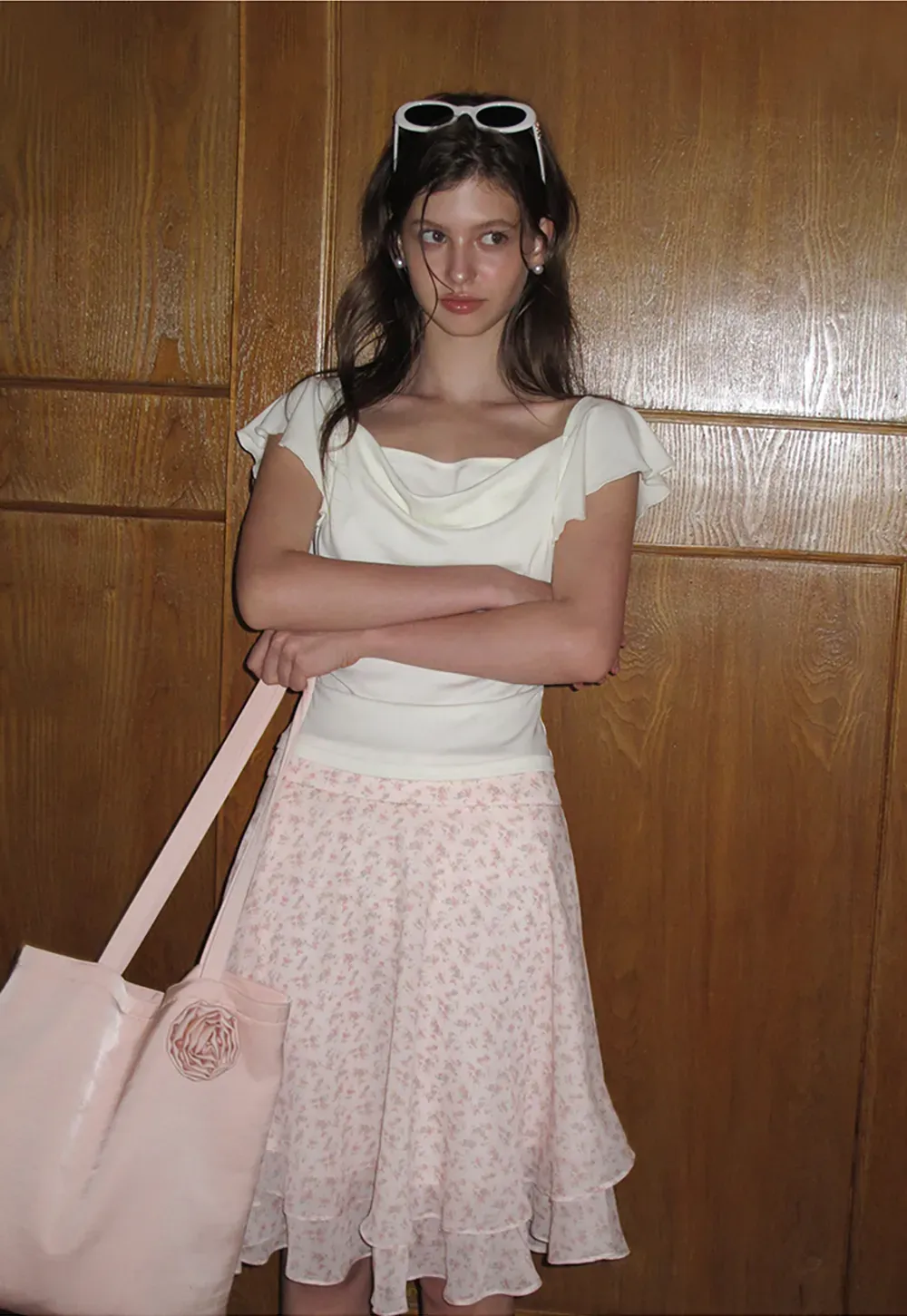 Ruffled Cap Sleeve Square Neck Draped Top