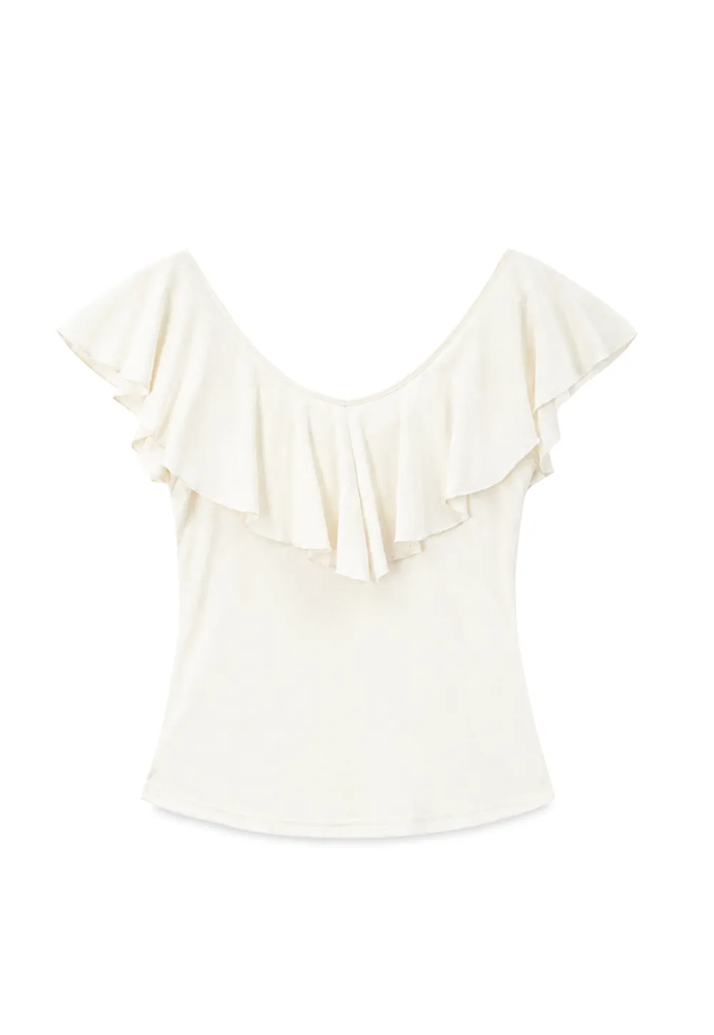 Ruffled Cap Sleeve Square Neck Draped Top