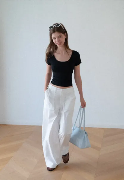 Back Cutout Bow Tie Cropped Tshirt