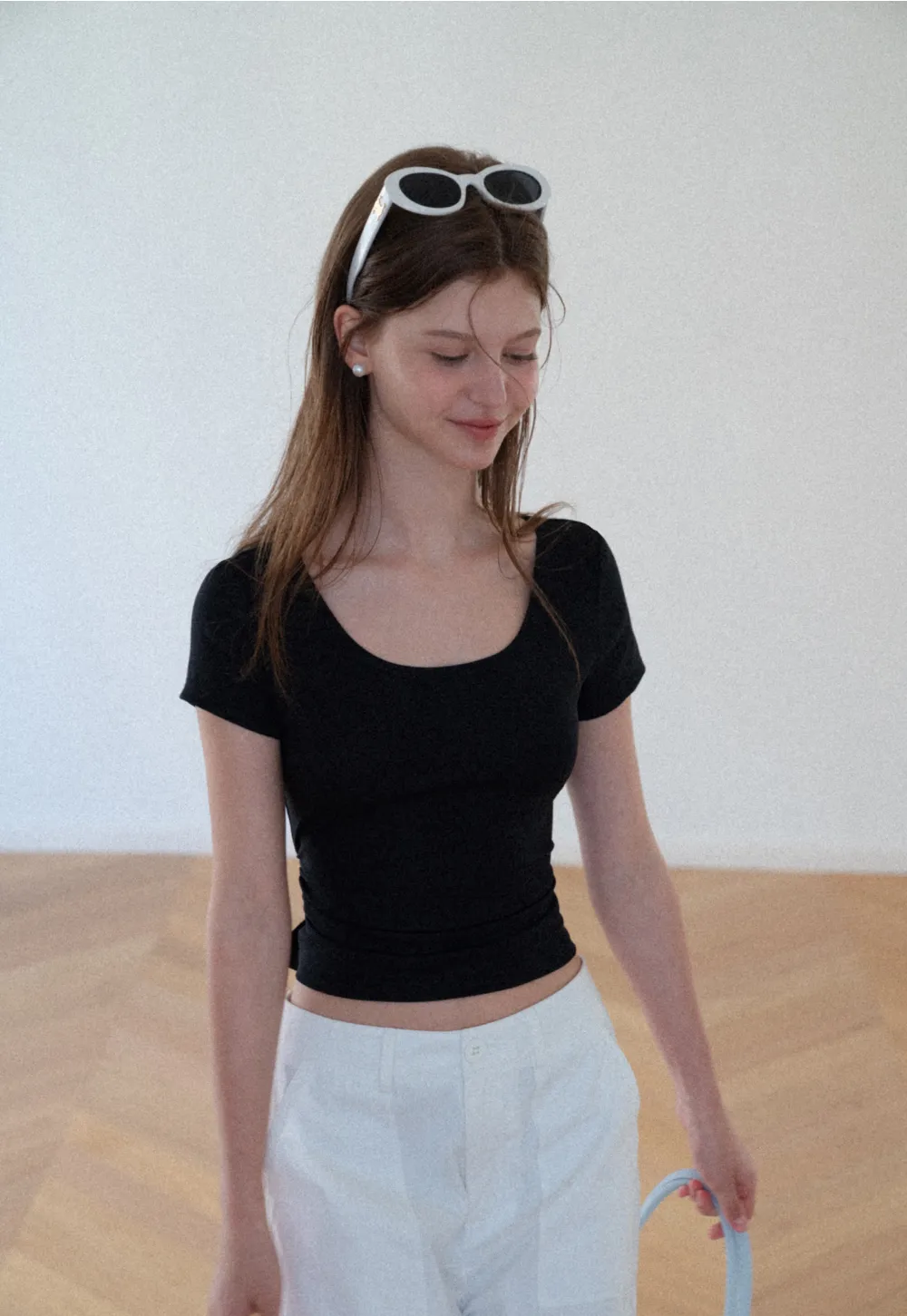 Back Cutout Bow Tie Cropped Tshirt