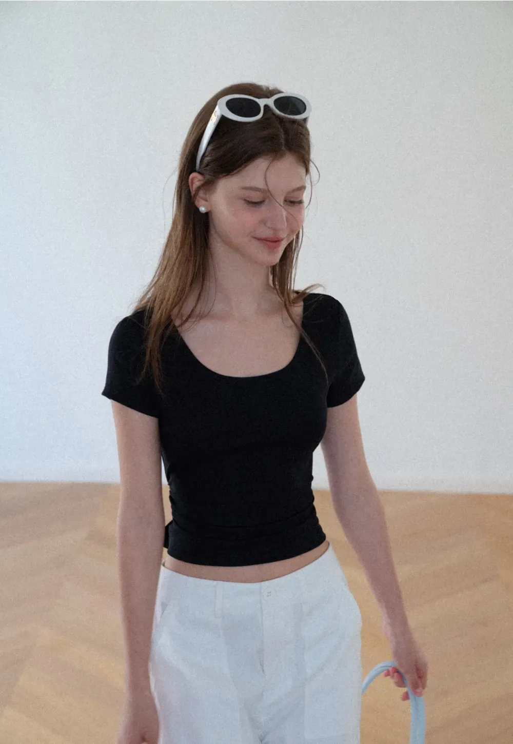 Back Cutout Bow Tie Cropped Tshirt