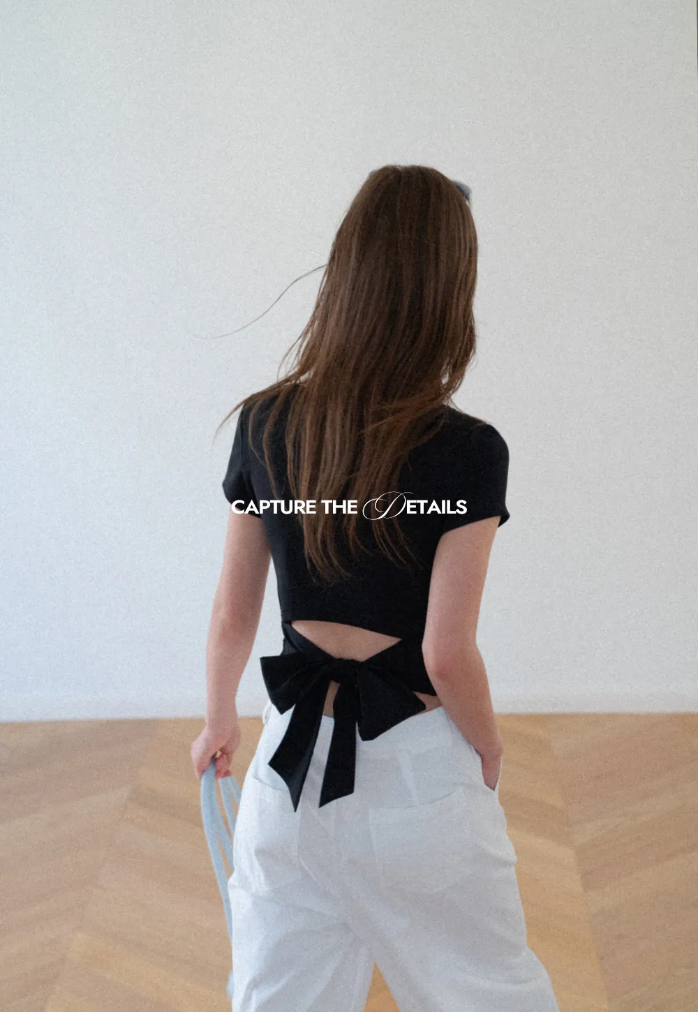 Back Cutout Bow Tie Cropped Tshirt
