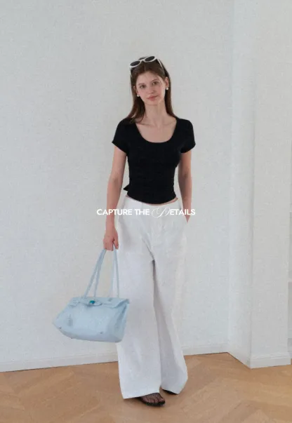 Back Cutout Bow Tie Cropped Tshirt