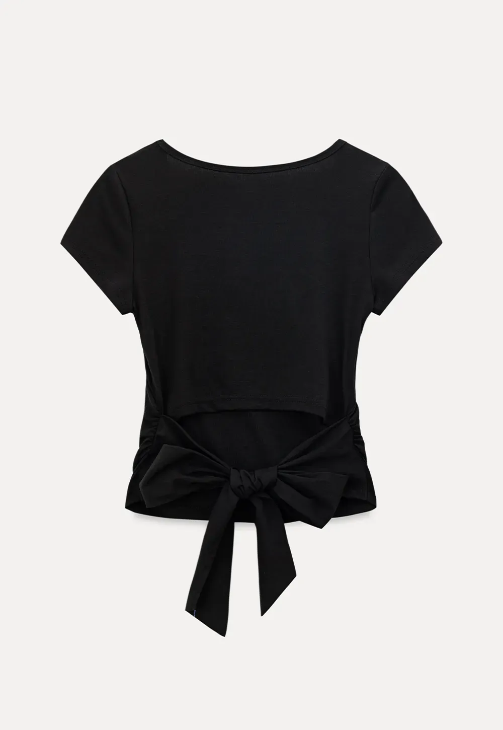 Back Cutout Bow Tie Cropped Tshirt