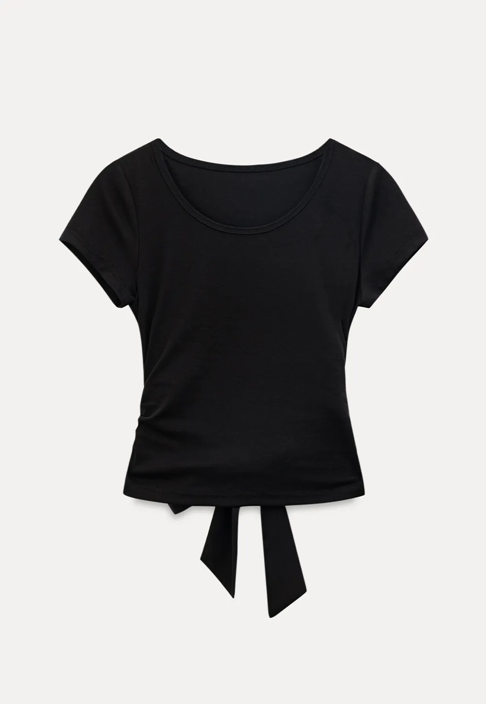 Back Cutout Bow Tie Cropped Tshirt