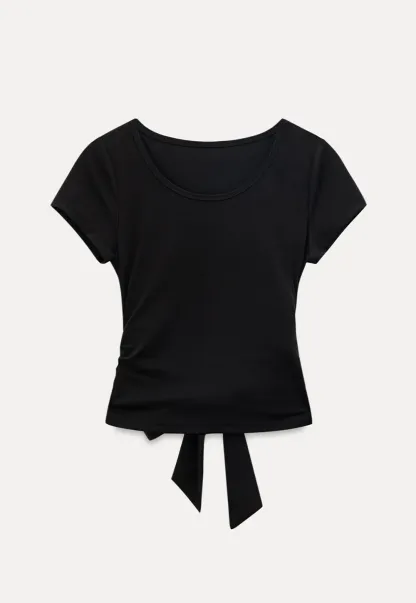 Back Cutout Bow Tie Cropped Tshirt