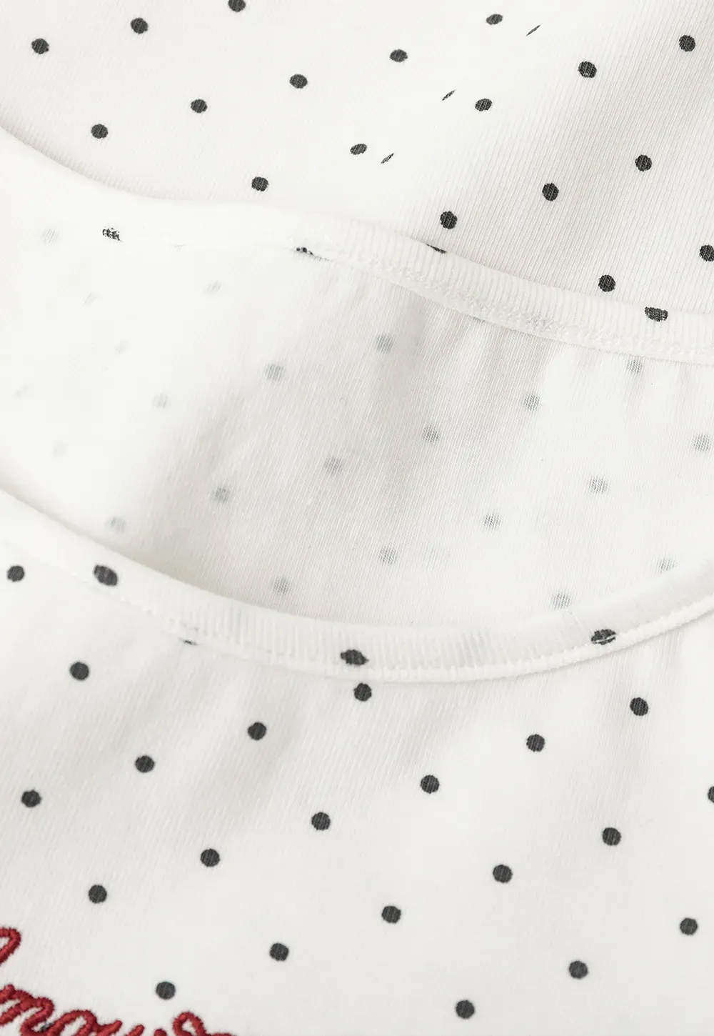 Polka Dot Embroidered Script Tee