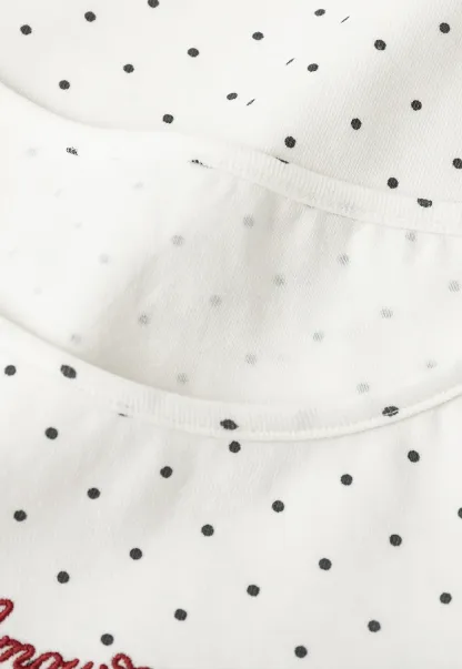 Polka Dot Embroidered Script Tee