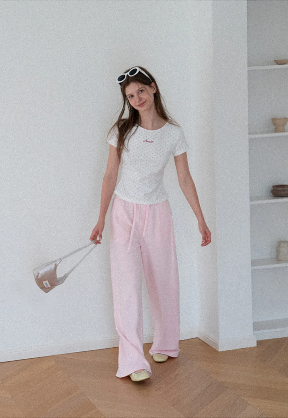 Polka Dot Embroidered Script Tee