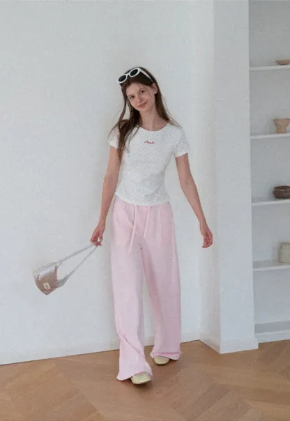 Polka Dot Embroidered Script Tee