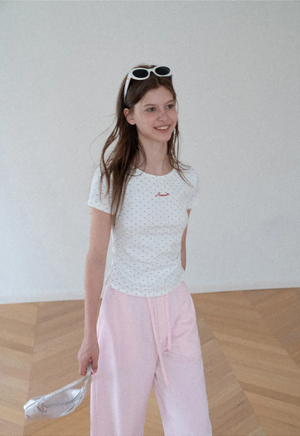 Polka Dot Embroidered Script Tee