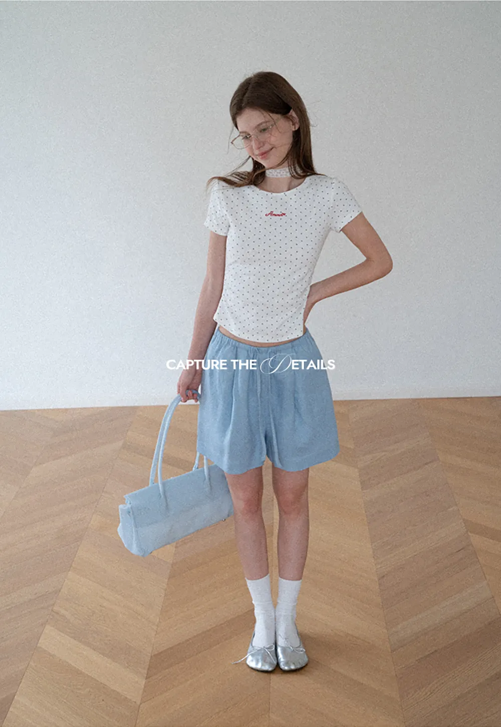 Polka Dot Embroidered Script Tee