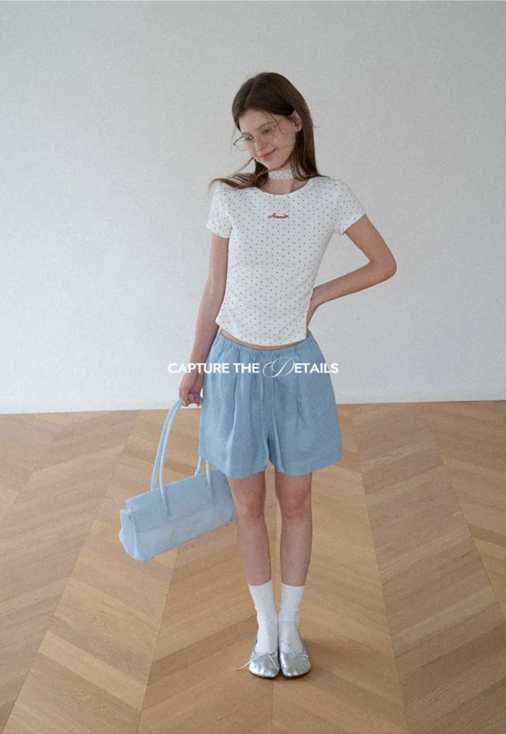 Polka Dot Embroidered Script Tee