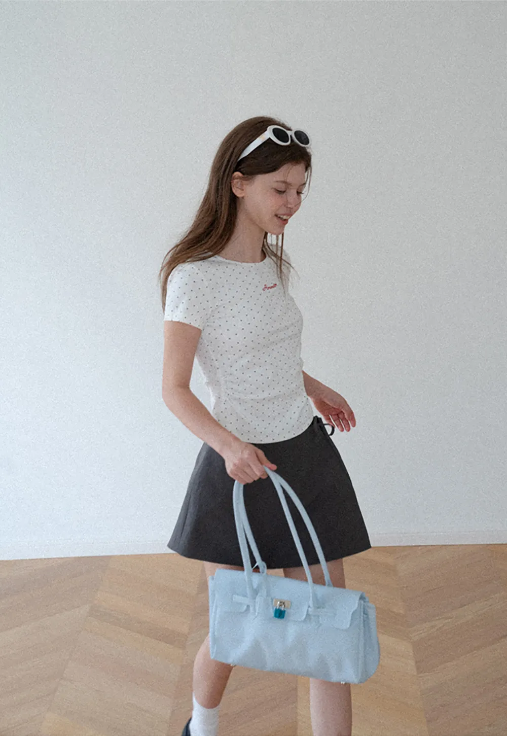 Polka Dot Embroidered Script Tee