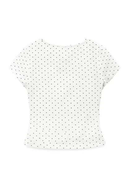 Polka Dot Embroidered Script Tee