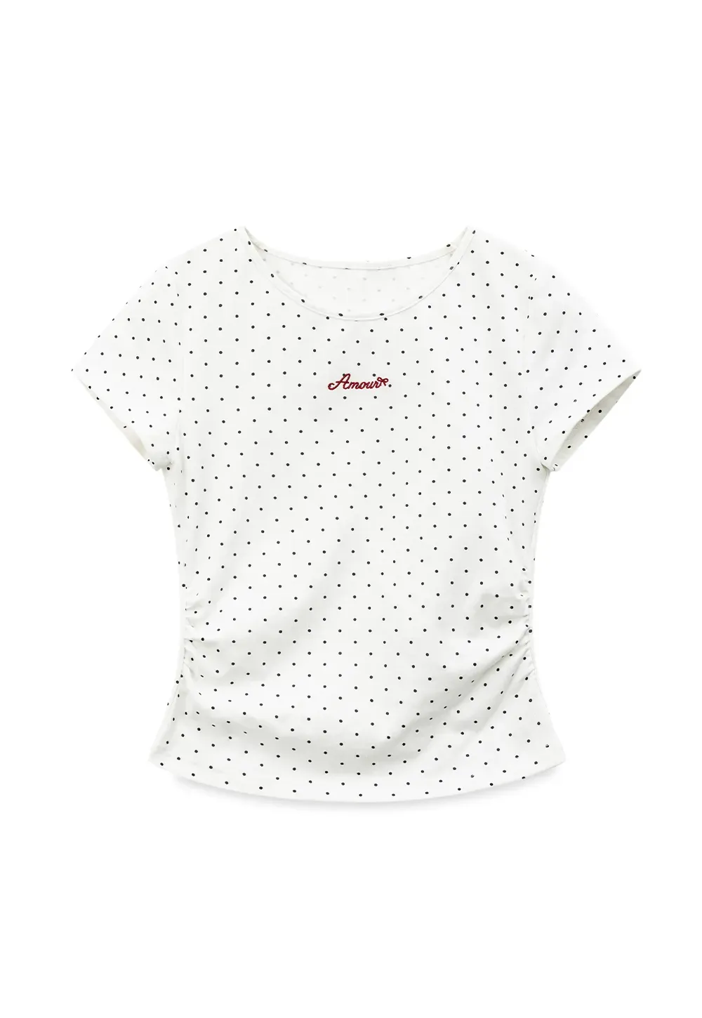 Polka Dot Embroidered Script Tee
