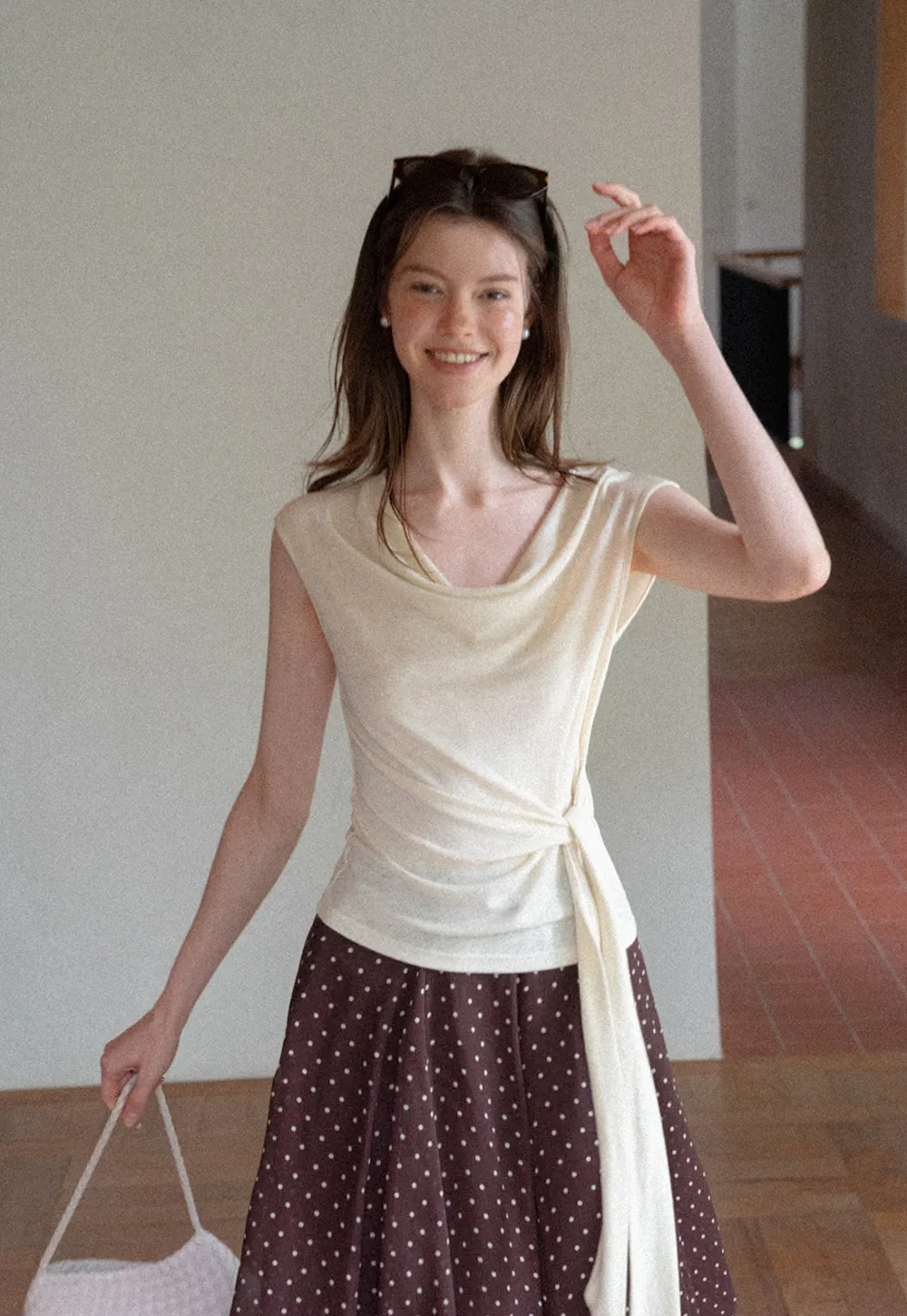 Asymmetrical Draped Wrap Top Tshirt