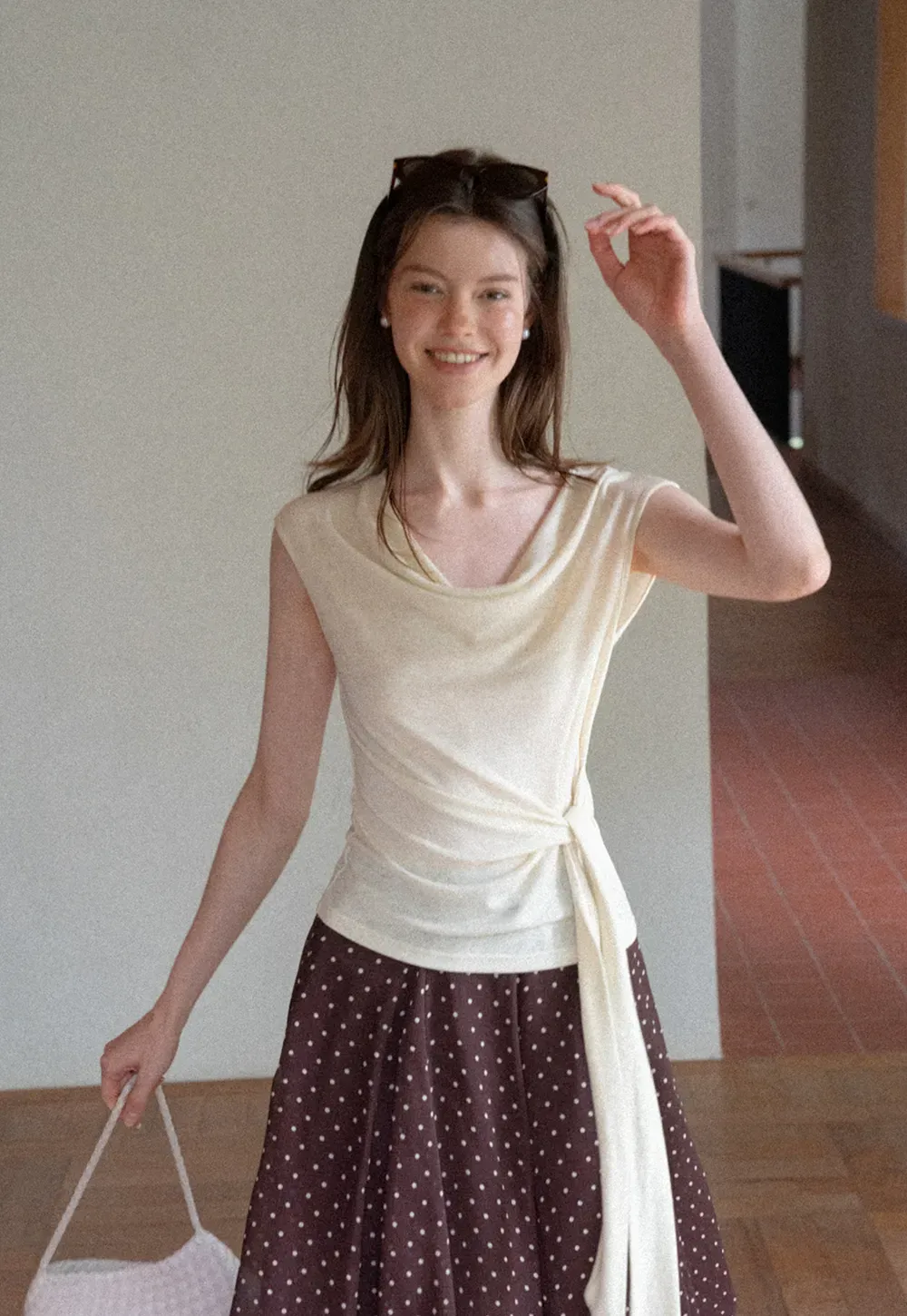 Asymmetrical Draped Wrap Top Tshirt