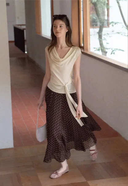 Asymmetrical Draped Wrap Top Tshirt