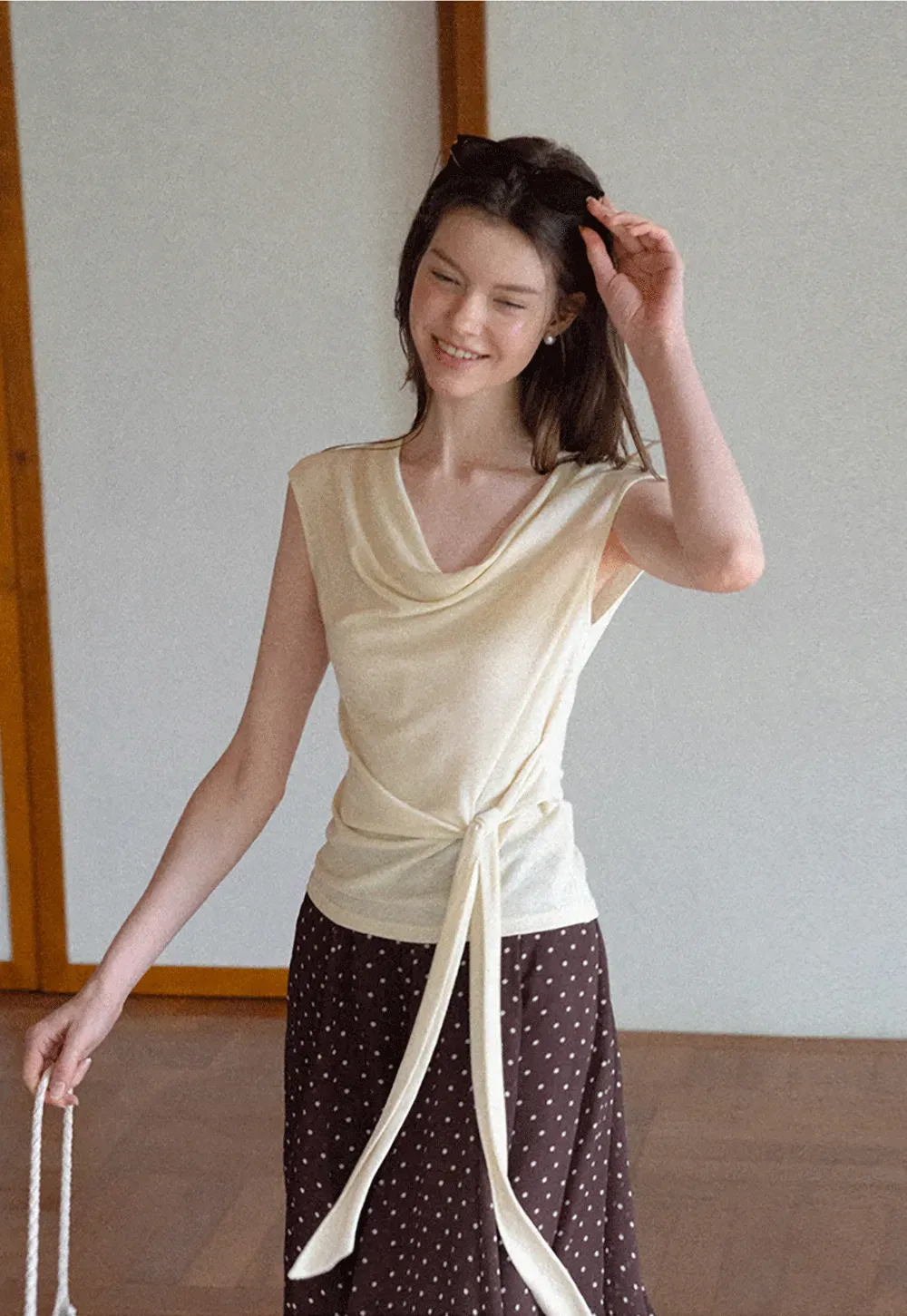 Asymmetrical Draped Wrap Top Tshirt