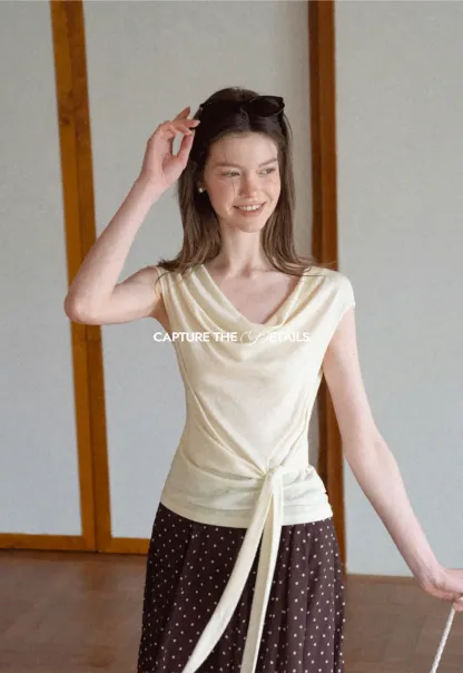 Asymmetrical Draped Wrap Top Tshirt